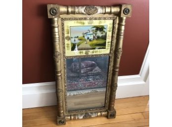 Antique Eglomise Mirror - Reverse Painted Panel