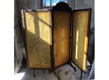 Large Painted Wood Panel Screen On Wheels