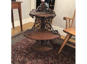 Vintage Scroll Wood Corner Shelf