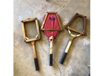 Set Of Three Vintage Tennis Rackets