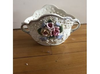 Ceramic Basket With Flowers