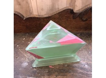 Vintage Glass Triangle-Shaped Box