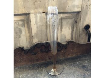Champagne Flute With Etched Bird