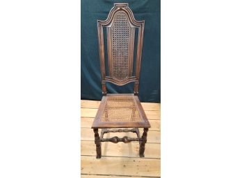 Antique Wood And Cane Chair