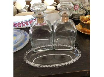 Corked Glass Jar Set And Dish