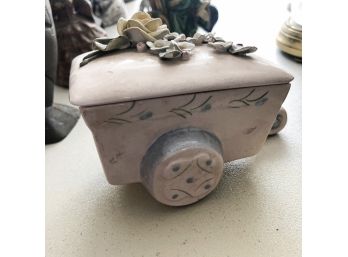 Ceramic Wagon Box With Flowers