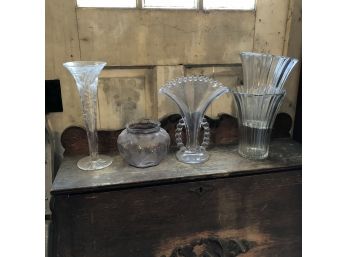 Vintage Crystal And Clear Glass Vases