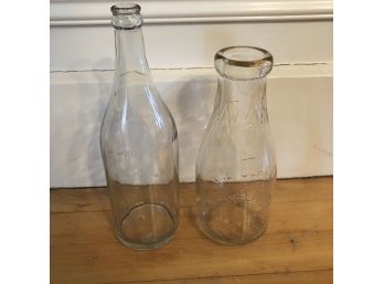 Set Of Two Vintage Glass Bottles