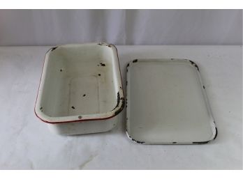 Enamel Tray/lid And Pan