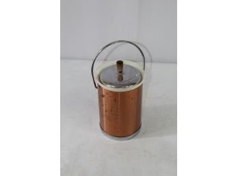 Mid-century Copper And Stainless Ice Bucket With Lid