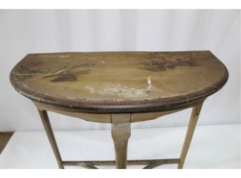 Antique Hand Painted Half Moon Table