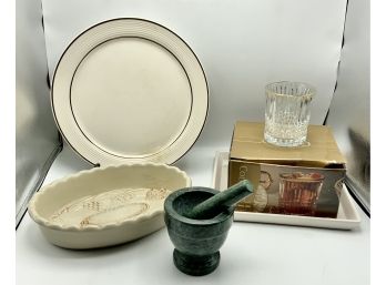 Scalloped Edge Casserole, Mortar And Pestle & More