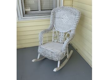 Vintage White Wicker Rocker