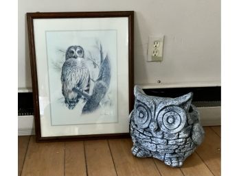 Owl Planter & Owl In Pine Tree ~Ruane Manning ~