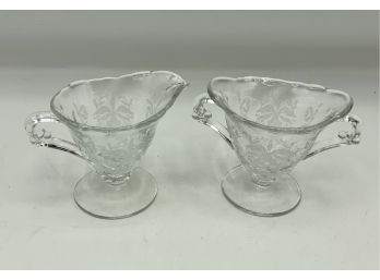 Heisey Miniature  Creamer & Sugar Bowl - Orchid Pattern