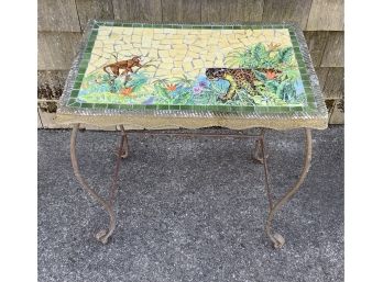 Vintage Tile Top Table ~ Leopard & Monkey ~