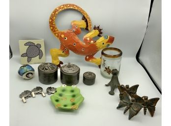 3 Metzke 1978 Pewter Boxes, Turtle Trivet & More