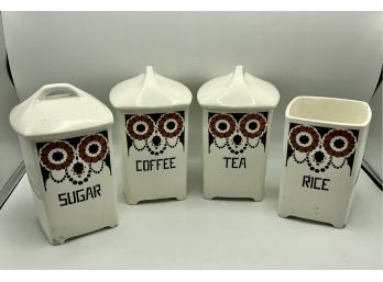 4 Owl Canisters  ~ Made In Germany ~