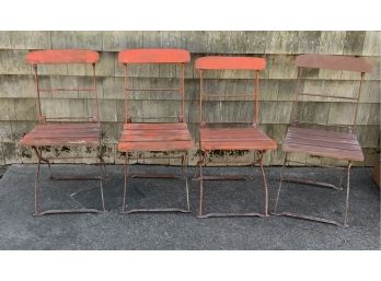 Set Of 4 Wooden Slated Festival Garden Chairs