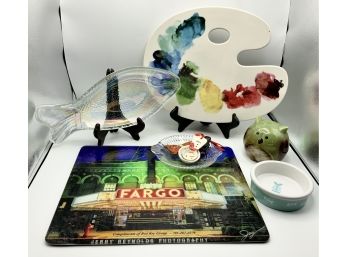 Fargo Glass Cutting Board, Fish Plate & More