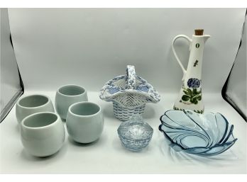 4 Light Blue Asian Tea Cups & More