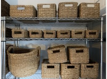 Lot Of 16 Rattan Baskets (details In Description) Excellent Condition