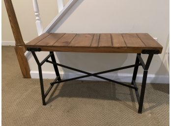 Nice Wood Bench With Wrought Iron Legs Industrial Style 31.5x12.5x19