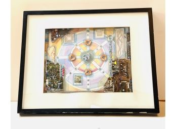 Framed Abstract Watercolor And Mixed Media Signed Artist SB