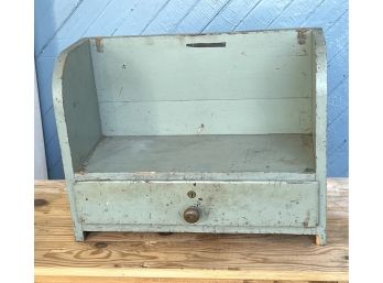 Antique Painted Green Shelf With Drawer