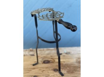 Standing Antique Trivet Stand With Wrought Iron Base