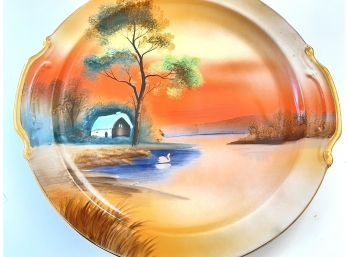1920's Noritake Hand Painted Sunset Cottage Plate
