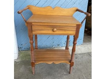 19th Century Pine Wood One Drawer Wash Stand NEEDS MEASUREMENTS