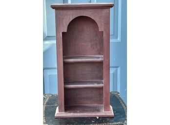 Red Brown Painted Cathedral Style Shelf Cabinet