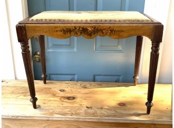 Painted Early Colby Piano Bench With Needlepoint Seat