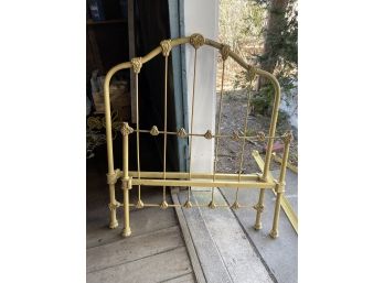 Painted Yellow Cast Iron Antique Bed