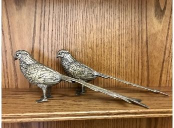 Handsome Pair Of Vintage Metal Longtail Birds