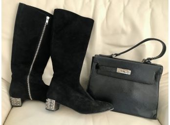 Black NEIMAN-MARCUS Leather Purse And RAS Spain Boots