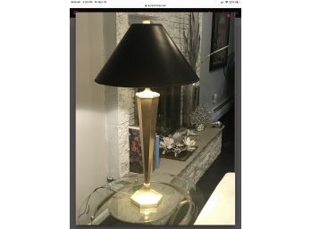 CHAPMAN Tapered Brass Column Table Lamp With Shade 1984