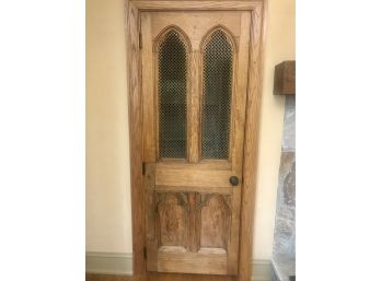 Unique Vintage Church Confessional Oak Door (1 Of 2 Listed In This Auction)