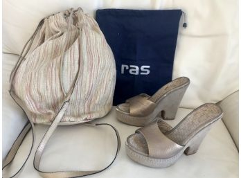 Shimmering RAS Spain Platform Sandals And MARTINEZ VALERO Purse Duo