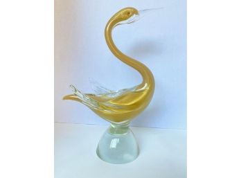 Vintage Murano Gold Flake Swan Sculpture, Unmarked