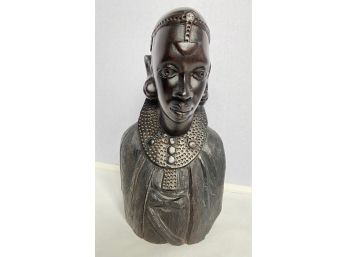 Hand Carved African Ebony Wood Bust Sculpture