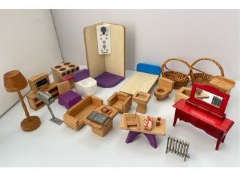 Vintage And Wood Dollhouse Furniture: Over 25 Pieces