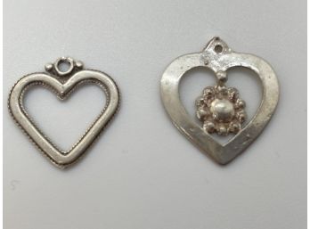 Two Sterling Silver Heart Pendants Marked 925