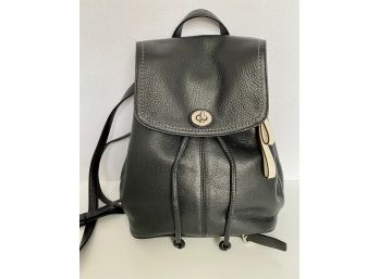 Coach Mini Backpack New With Tags, F24385 Black Leather With Emerald Interior