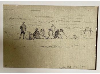 Original Ralph Fabri Signed Drawing Of Bradley Beach, New Jersey, Matted, Not Framed