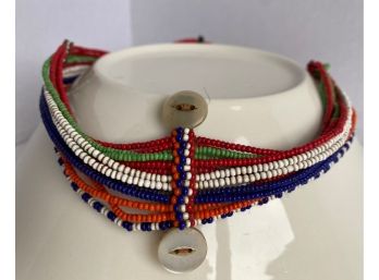 Authentic African Beaded Headdress Purchased On Trip To Kenya, Size Small