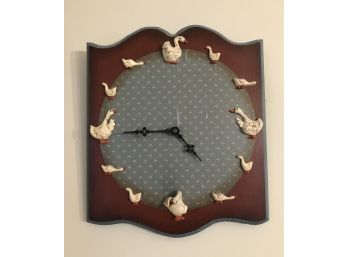 Country White Geese Clock