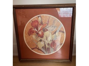 Gloria Eriksen Iris & Bird Floral Print Framed