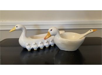 Pair Of Porcelain Duck Serving Dishes